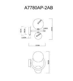 Светильник настенный Arte Lamp ALBUS A7780AP-2AB