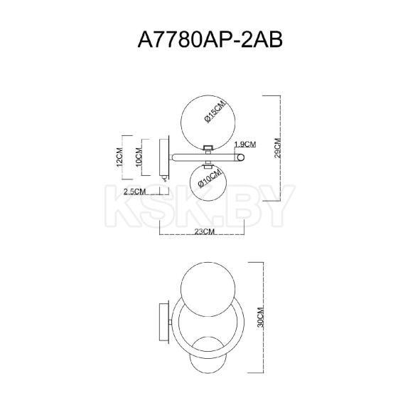 Светильник настенный Arte Lamp ALBUS A7780AP-2AB (A7780AP-2AB) 