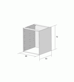 Корпус напольный 600х530х720 мм, глубокий под мойку, 1 полка