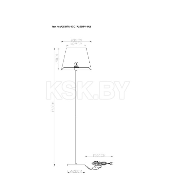 Светильник напольный Arte Lamp ELBA A2581PN-1CC (A2581PN-1CC) 