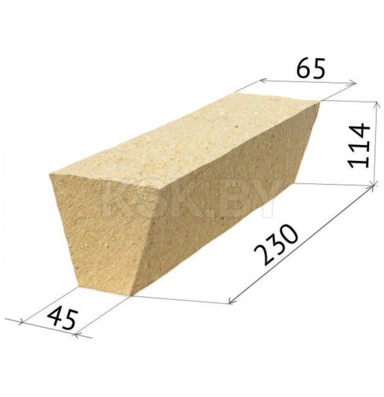 Кирпич огнеупорный шамотный ША-45 арочный (230х114х65-45) 