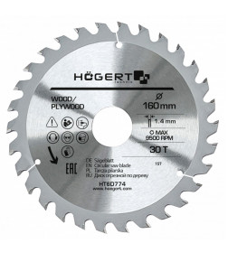 Диск пильный по дереву 160x30x30, Mn65 HOEGERT HT6D774