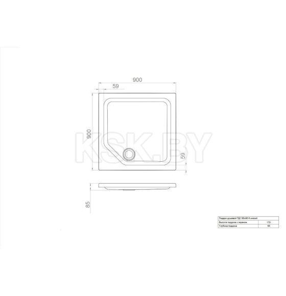 Поддон душевой квадратный 90х90см Тритон ПД 1 Щ0000004026 (Щ0000004026) 