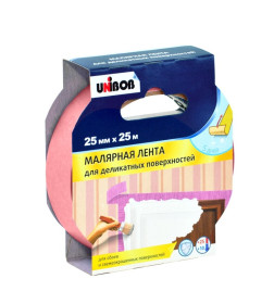 Клейкая лента малярная заказная для деликатных поверхностей UNIBOB 25мм х 25м