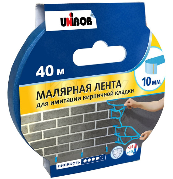 Клейкая лента для имитации кирпичной кладки 10мм х 40м UNIBOB (синяя)  (93764) 