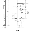 Замок врезной без/руч АЛЛЮР 9045 В СР без ц/м (30) (1243) 