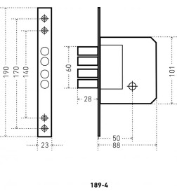 Замок врезной без/руч АЛЛЮР 189-4 крест.ключ