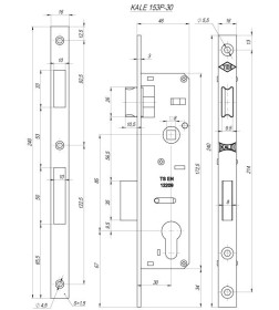 Замок врезной KALE KILIT 153Р-85BS30-16CP