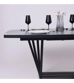 Стол KAMERON раздвижной, 1600(2050)*900 HPL-платик Серый камень/черный