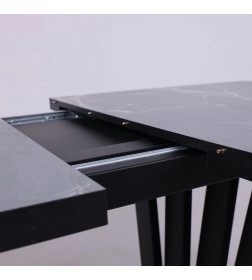 Стол KAMERON раздвижной, 1600(2050)*900 HPL-платик Серый камень/черный