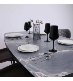 Стол KAMERON раздвижной, 1600(2050)*900 HPL-платик Серый камень/черный