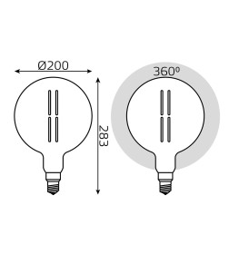 Лампа светодиодная Filament G200 E27 6W 330lm 230в. 4000K gray straight Gauss