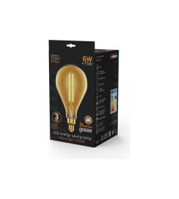 Лампа светодиодная Filament PS160 E27 6W 890lm 230в. 2700K golden straight Gauss