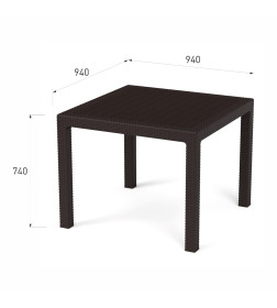 Стол "Ротанг-плюс" 940х940х740мм (мокко)