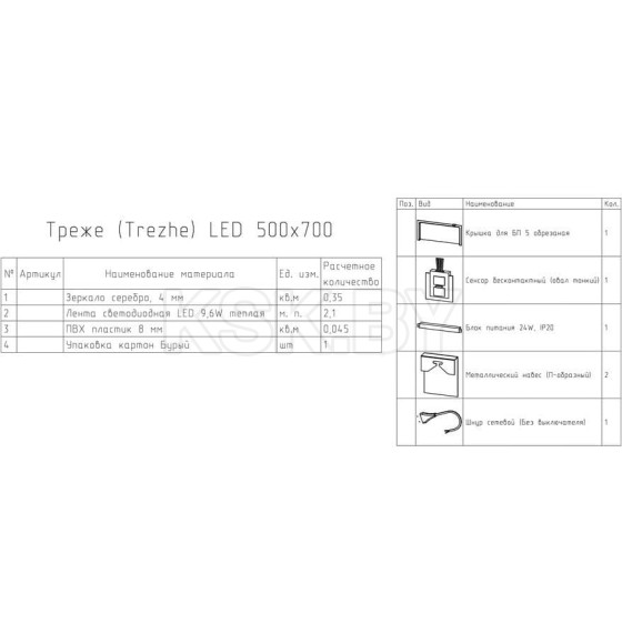 Зеркало Континент Trezhe LED 500х700 ореольная теплая подсветка и Б/К сенсор (ЗЛП313) 