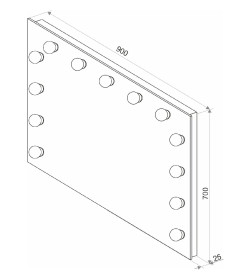 Зеркало Континент Гримерное (13 ламп) 900х700