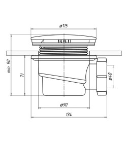 Сифон для низкого душевого поддона D90мм/E320VAL Тритон М0000034884