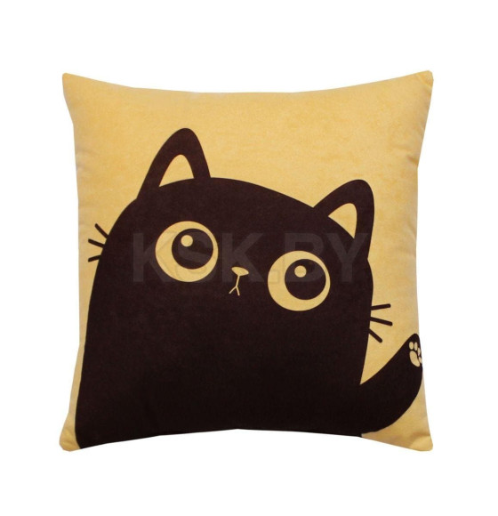 Подушка декоративная MATEX MEOW. Размер: 35x35 Цвет: горчичный, черничный (37-897) 