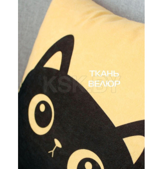 Подушка декоративная MATEX MEOW. Размер: 35x35 Цвет: горчичный, черничный (37-897) 