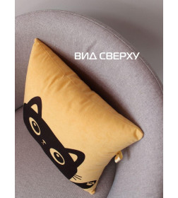 Подушка декоративная MATEX MEOW. Размер: 35x35 Цвет: горчичный, черничный