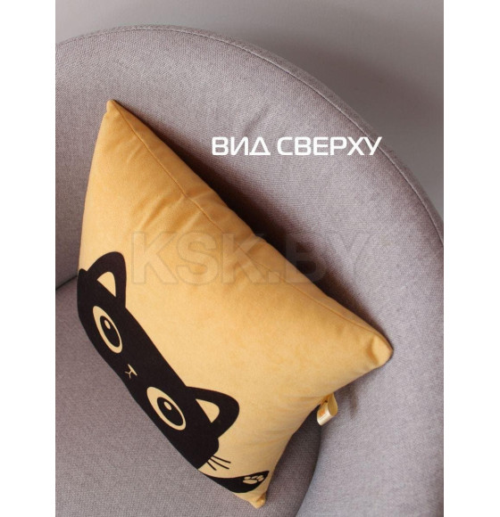 Подушка декоративная MATEX MEOW. Размер: 35x35 Цвет: горчичный, черничный (37-897) 