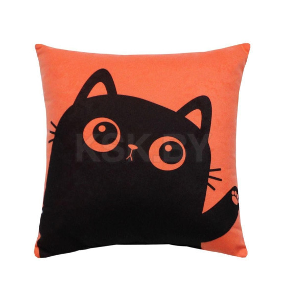 Подушка декоративная MATEX MEOW. Размер: 35x35 Цвет: лососевый, черничный (43-065) 