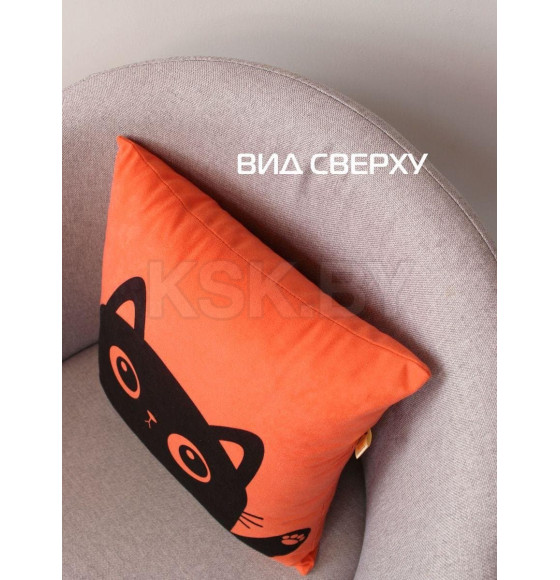 Подушка декоративная MATEX MEOW. Размер: 35x35 Цвет: лососевый, черничный (43-065) 