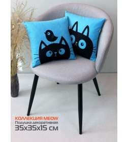 Подушка декоративная MATEX MEOW. CHUBBY. Размер: 35x35 Цвет: Голубой,черный