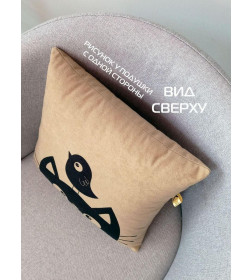 Подушка декоративная MATEX MEOW. BIRD. Размер: 35x35 Цвет: Кофейный, черный