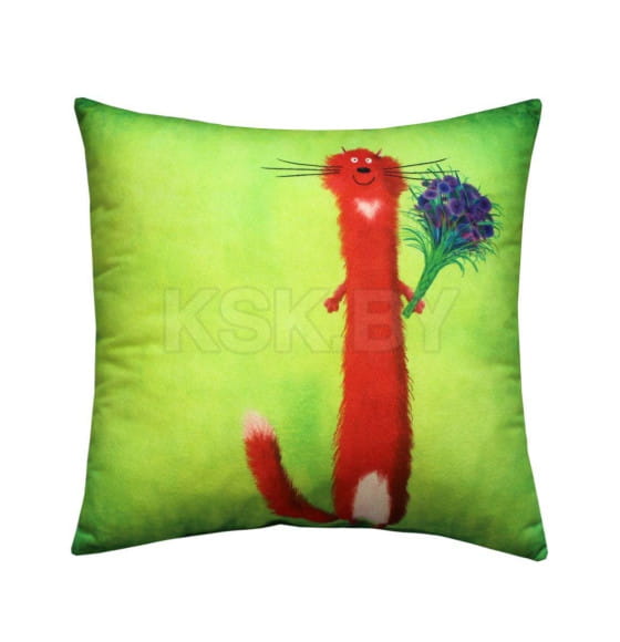 Подушка декоративная MATEX KOTOKLISM. КОТ-ЛАСКА. Размер: 33x33 Цвет: лайм, темно-красный, синий (52-227) 