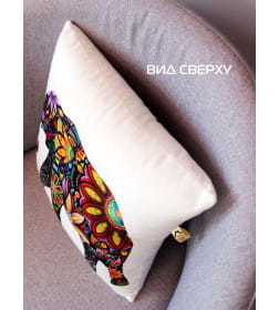 Подушка декоративная MATEX FANTASY. СЛОН ИЗ ЦВЕТОВ. Размер: 33x33 Цвет: Черный молочный