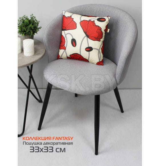 Подушка декоративная MATEX FANTASY. МАКИ НА БЕЖЕВОМ. Размер: 33x33 Цвет: бежевый, красный (28-321) 