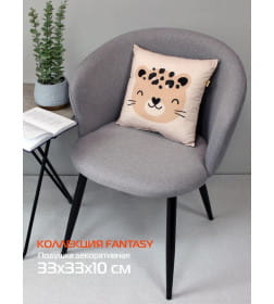 Подушка декоративная MATEX FANTASY. ЛЕОПАРД 3. Размер: 33x33 Цвет: Светло-розовый, персиковый, черный