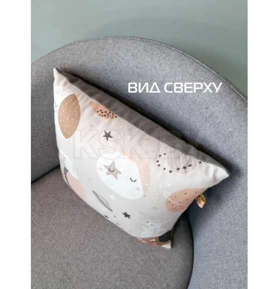 Подушка декоративная MATEX FANTASY. ЗАЙКИ В КОСМОСЕ. Размер: 33x33 Цвет: серый, белый (63-353) 