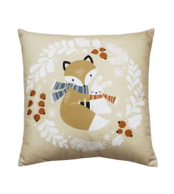 Подушка декоративная MATEX HAPPY NEW YEAR. WINTER. ЛИСИЧКА И ЗАЙКА В ВЕНКЕ. Размер: 33x33 Цвет: белый, светло-коричневый, коричнев