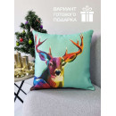 Подушка декоративная MATEX HAPPY NEW YEAR. CHRISTMAS. ГРАЦИОЗНЫЙ ОЛЕНЬ.. Размер: 38x38 Цвет: Голубой, коричневый (37-705) 