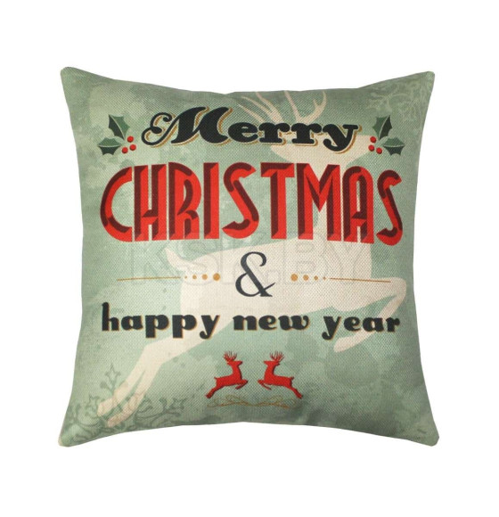 Подушка декоративная MATEX HAPPY NEW YEAR. CHRISTMAS. MARRY CHRISTMAS. Размер: 38x38 Цвет: Светло-бирюзовый, молочный (37-736) 