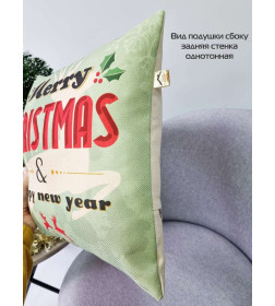 Подушка декоративная MATEX HAPPY NEW YEAR. CHRISTMAS. MARRY CHRISTMAS. Размер: 38x38 Цвет: Светло-бирюзовый, молочный