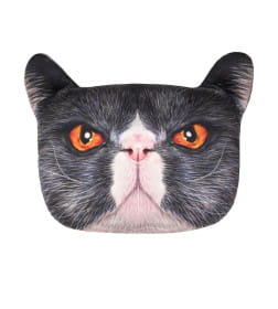 Подушка декоративная MATEX ANIMALS. КОТ КРАСНЫЕ ГЛАЗА. Размер: 41x38 Цвет: Серый, красный