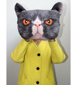 Подушка декоративная MATEX ANIMALS. КОТ КРАСНЫЕ ГЛАЗА. Размер: 41x38 Цвет: Серый, красный