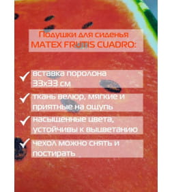 Подушка для сиденья MATEX FRUTIS CUADRO. АРБУЗ. Размер: 33x33 Цвет: Красный, зеленый