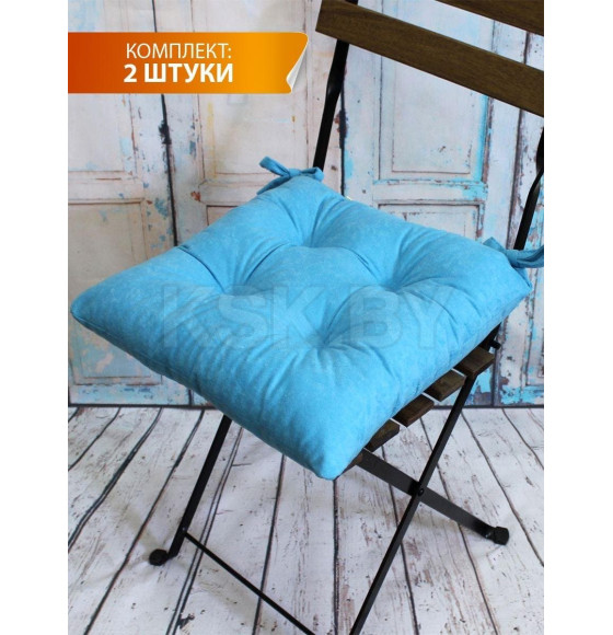 Подушка для сиденья MATEX VELOURS. КОМПЛЕКТ 2 ШТ.. Размер: 42x42 Цвет: светло-голубой (47-353) 