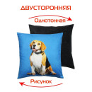 Подушка декоративная MATEX FANTASY ANIMALS. БИГЛЬ. Размер: 33x33 Цвет: белый, коричневый, синий (58-755) 