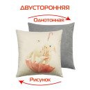 Подушка декоративная MATEX FLUFFY. ЗАЙКИ В ЗОНТИКЕ. Размер: 33x33 Цвет: молочный, розовый, светло-серый (62-387) 