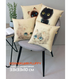 Подушка декоративная MATEX FLUFFY. БАРСИК. Размер: 33x33 Цвет: молочный, зеленый светло-серый