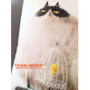 Подушка декоративная MATEX FLUFFY. КОТ И КЛЕТКА. Размер: 33x33 Цвет: молочный, темно-серый, коричневый (62-479) 