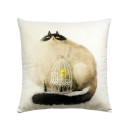 Подушка декоративная MATEX FLUFFY. КОТ И КЛЕТКА. Размер: 33x33 Цвет: молочный, темно-серый, коричневый (62-479) 