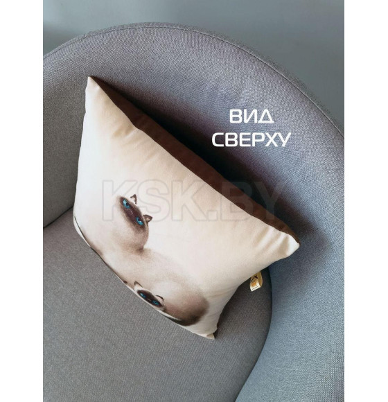 Подушка декоративная MATEX FLUFFY. КОТ И КОТЕНОК. Размер: 33x33 Цвет: молочный, бирюзовый, темно-коричневый (62-486) 