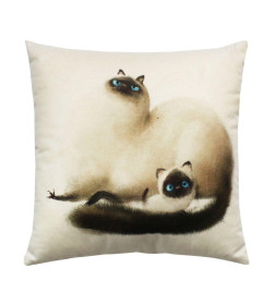 Подушка декоративная MATEX FLUFFY. КОТ И КОТЕНОК. Размер: 33x33 Цвет: молочный, бирюзовый, темно-коричневый