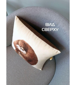 Подушка декоративная MATEX FLUFFY. МЕДВЕДЬ И ЗАЙЦЫ. Размер: 33x33 Цвет: молочный, темно-коричневый